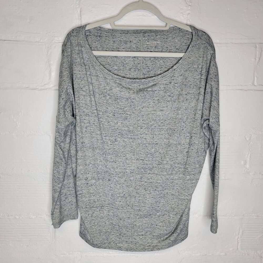Athleta Women's Small Oversized Tapered Fit T Shirt Top Gray Long Sleeve